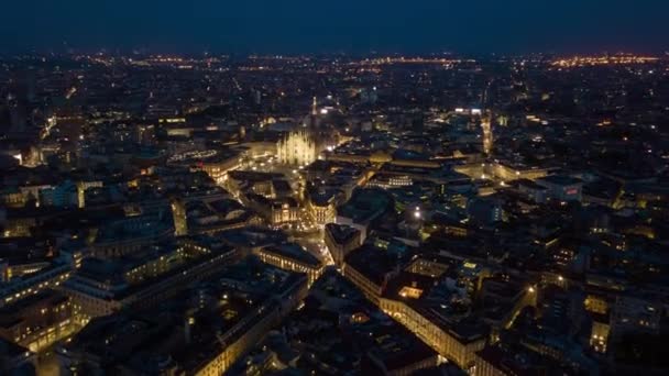 Хронометраж Панорамы Милана Ночное Время Италия — стоковое видео