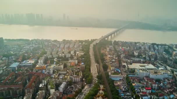 Ημερήσιο Timelapse Cityscape Πλάνα Της Πόλης Wuhan Κίνα — Αρχείο Βίντεο