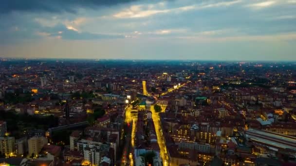 Хронометраж Панорамы Милана Ночное Время Италия — стоковое видео