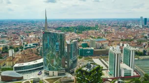Timelapse Съемка Панорамы Милана Днем Италия — стоковое видео