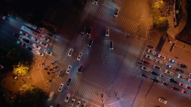 Changsha Ciudad Noche Iluminado Famoso Centro Tráfico Aéreo Panorama China — Vídeos de Stock