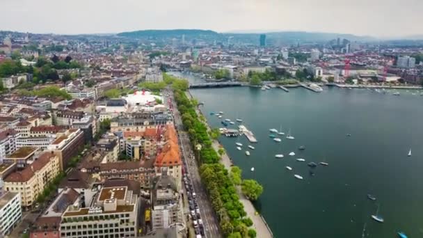 Hora Dia Filmagem Panorama Paisagem Urbana Zurique Suíça — Vídeo de Stock