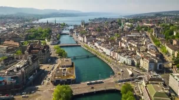 Dzień Czas Nagranie Panoramy Miasta Zurych Szwajcaria — Wideo stockowe