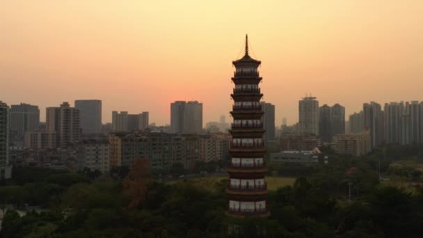 Tempo Sera Guangzhou Paesaggio Urbano Industriale Panorama Aereo Filmati Cina — Video Stock