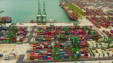 Singapur 4k zaman dilimi rıhtım manzaralı panorama