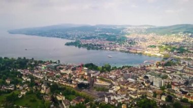 GÜN 4K Zürih şehir manzarası görüntüsü, İsviçre  