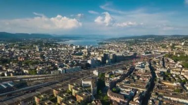 GÜN 4K Zürih şehir manzarası görüntüsü, İsviçre  