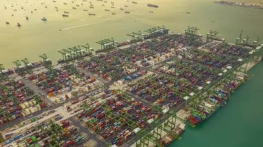 Singapur 4k zaman dilimi rıhtım manzaralı panorama