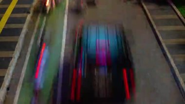 JAKARTA - Endonezya. 19 Mart 2020: Jakarta gece trafiği hava trafiği 4K zaman ölçümü 