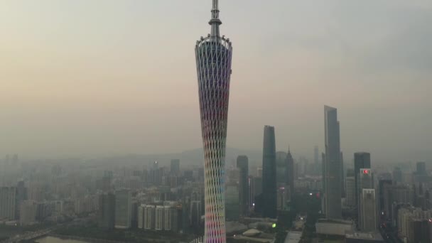 Guangzhou Styczeń 2019 Kanton Kanton Tower Guangzhou Chiny Kolorowy Dzień — Wideo stockowe