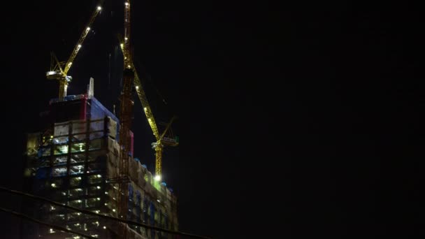 夜間照明ジャカルタ市街地建設トップタイムラプスパノラマ Indonesia — ストック動画