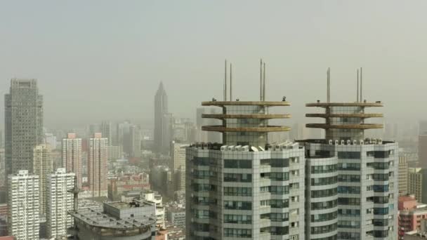 Dag Vlucht Nanjing Stad Luchtfoto Panorama Beelden — Stockvideo