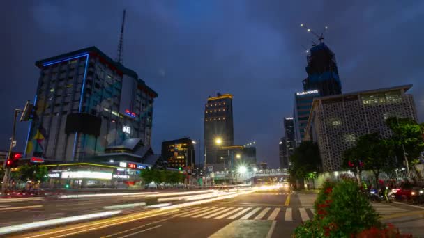 Jakarta Ινδονησία Μαρτίου 2020 Τζακάρτα Νύχτα Κυκλοφορίας Της Πόλης Εναέρια — Αρχείο Βίντεο