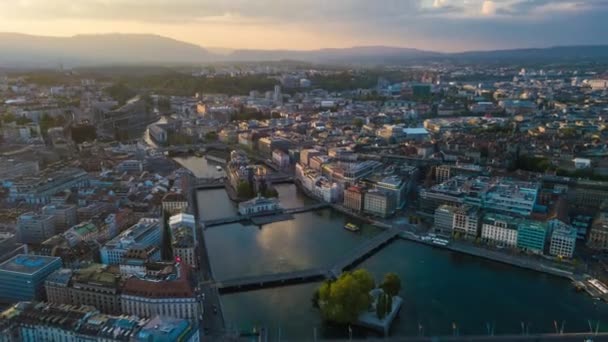 Riprese Del Paesaggio Urbano Ginevra Panorama Lungo Fiume Svizzera — Video Stock