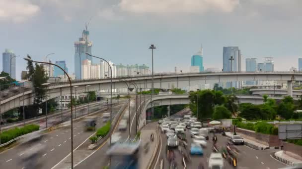 Jakarta Indonesia Marzo 2020 Jakarta Giorno Traffico Urbano Timelapse Filmato — Video Stock