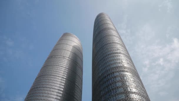 Zonnige Dag Chengdu Centrum Beroemde Moderne Zakelijke Torens Uitzicht Panorama — Stockvideo