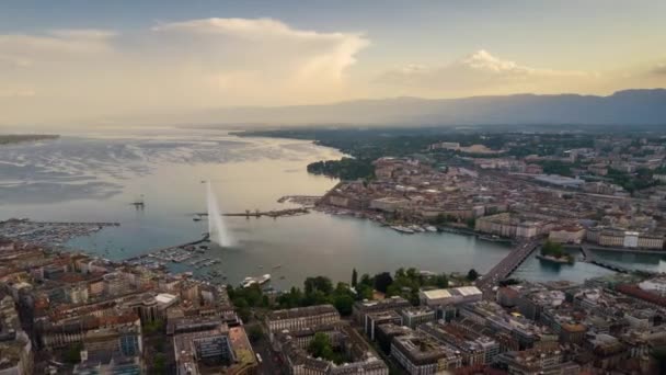 Bilder Från Geneves Stadslandskap Vid Floden Schweiz — Stockvideo