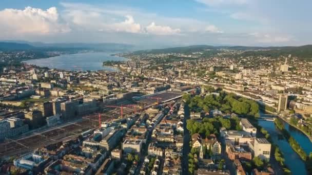 Dag Beelden Van Zürich Stadsgezicht Panorama Zwitserland — Stockvideo