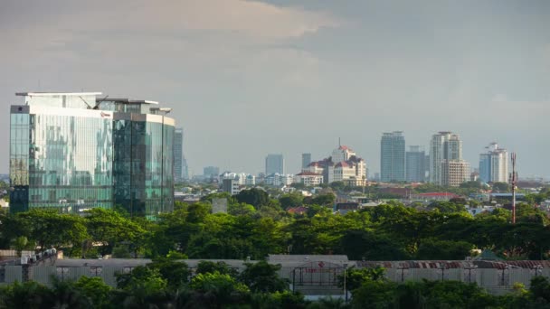 Jakarta Indonezia Martie 2020 Orizontul Orașului Jakarta Clădiri Moderne Birouri — Videoclip de stoc