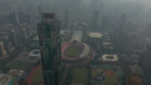 昼間の広州工業都市の航空パノラマ 4K映像中国 — ストック動画