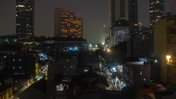 Jakarta Indonesia Marzo 2020 Skyline Notturno Jakarta Con Moderni Edifici — Video Stock
