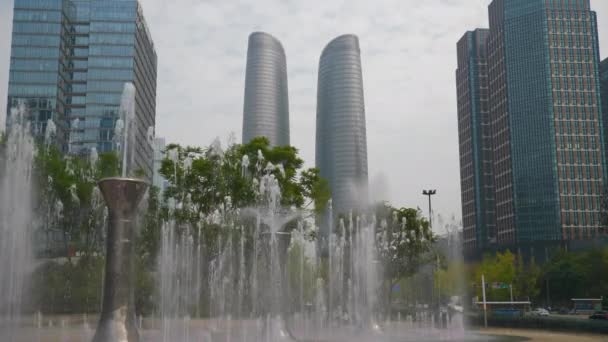 Jour Heure Chengdu Centre Ville Célèbres Immeubles Bureaux Centre Commercial — Video