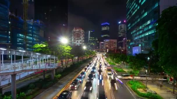 Jakarta Indonesia Marzo 2020 Jakarta Traffico Notturno Timelapse Filmato Aereo — Video Stock