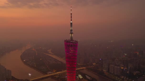 Guangzhou Jan 2019 Guangzhou Canton Tower Guangzhou China Colorful Day — Stock Video