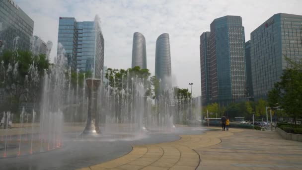 Giorno Qingdao Città Centro Rallentatore Camminare Panorama China — Video Stock