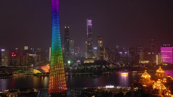 Guangzhou Gennaio 2019 Guangzhou Canton Tower Guangzhou Cina Colorata Scena — Video Stock