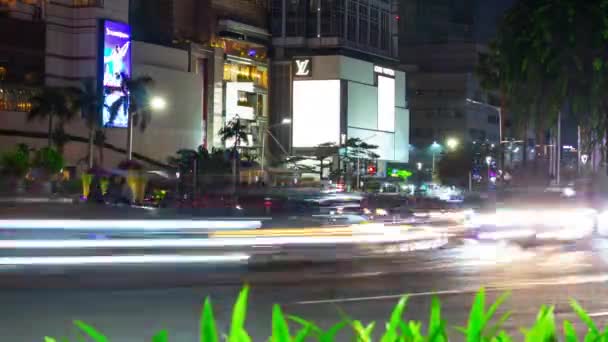 Jakarta Indonesia Marzo 2020 Jakarta Traffico Notturno Timelapse Filmato Aereo — Video Stock