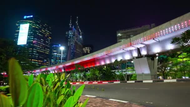 Jakarta Indonezja Marca 2020 Dżakarta Nocy Ruchu Miejskiego Powietrza Timelapse — Wideo stockowe