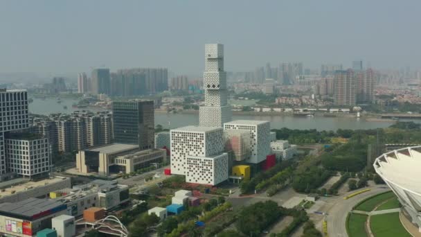 Día Hora Guangzhou Paisaje Urbano Industrial Panorama Aéreo Material Archivo — Vídeos de Stock