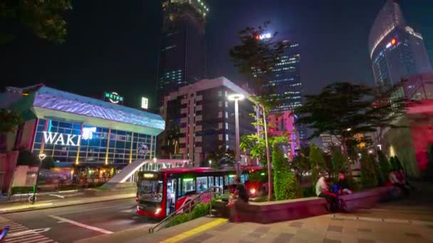 Jakarta Indonezja Marca 2020 Dżakarta Nocy Ruchu Miejskiego Powietrza Timelapse — Wideo stockowe