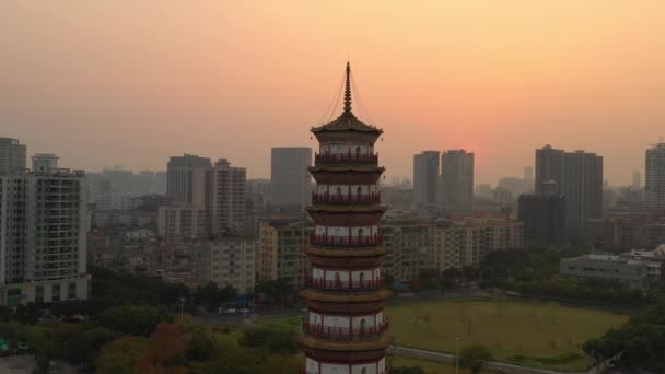 Večerní Čas Guangzhou Průmyslové Město Letecké Panorama Video Porcelán — Stock video