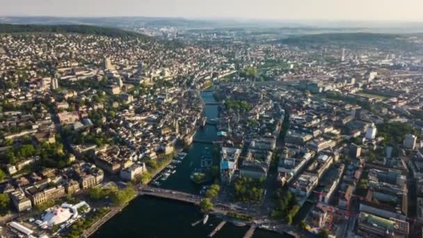 Hora Dia Filmagem Panorama Paisagem Urbana Zurique Suíça — Vídeo de Stock