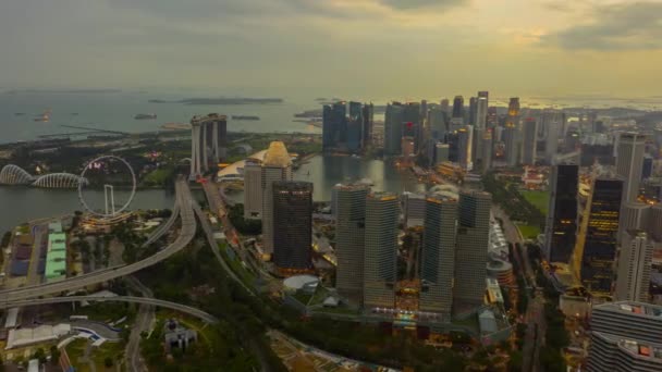 Διάρκεια Της Ημέρας Πτήση Πάνω Από Singapore Εναέρια Πανόραμα Timelapse — Αρχείο Βίντεο