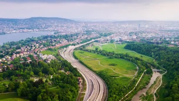 Hora Dia Filmagem Panorama Paisagem Urbana Zurique Suíça — Vídeo de Stock