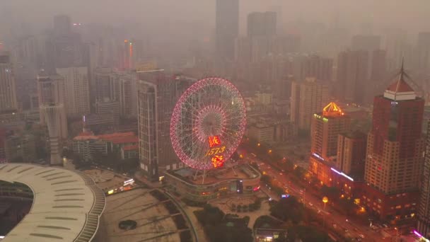 Changsha Stad Nacht Verlicht Beroemde Centrum Cultureel Complex Delta Baai — Stockvideo