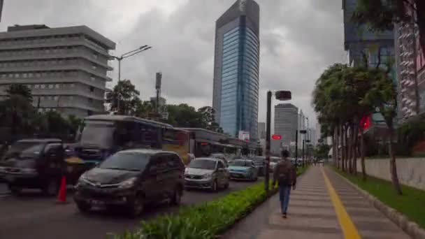 Jakarta Indonesië Maart 2020 Jakarta Dag Tijd Stadsverkeer Luchtfoto Timelapse — Stockvideo