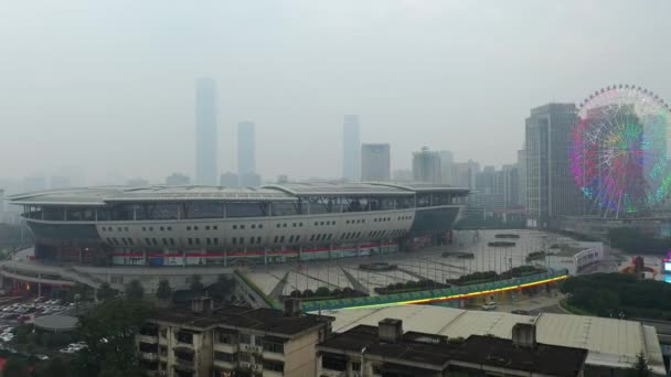 Bulutlu Bir Gün Changsha Şehri Ünlü Stadyum Panoraması Porselen — Stok video