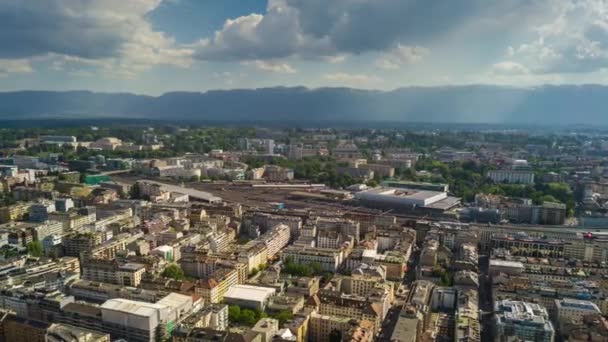 Съемка Панорамы Города Женевы Швейцария — стоковое видео
