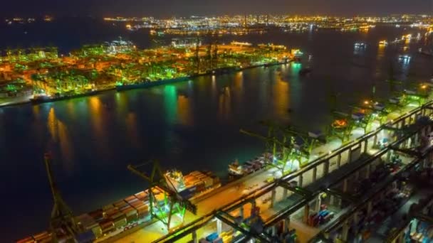 Singapore Timelapse Nacht Dock Stadsgezicht Beeldmateriaal Panorama — Stockvideo
