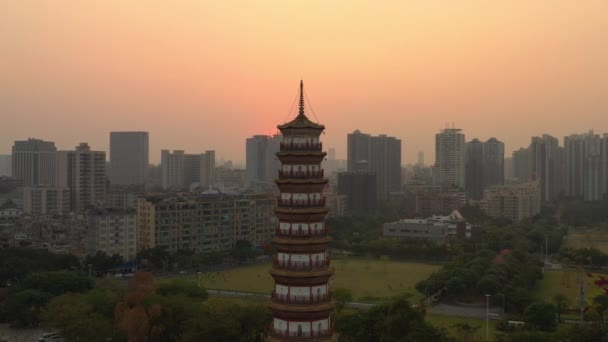 Abends Guangzhou Industriellen Stadtbild Luftaufnahme Filmmaterial China — Stockvideo