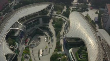 Gündüz vakti Guangzhou Endüstriyel Şehir Havası Panoraması. 4K Çin porseleni