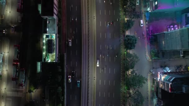 Kuala Lumpur Malaysia September 2020 Kuala Lumpur Night Traffic Aerial — 图库视频影像