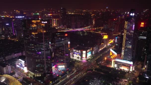 Notte Guangzhou Paesaggio Urbano Industriale Panorama Aereo Filmati Cina — Video Stock