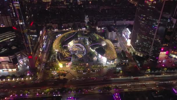 Noite Guangzhou Paisagem Urbana Industrial Panorama Aéreo Imagens China — Vídeo de Stock