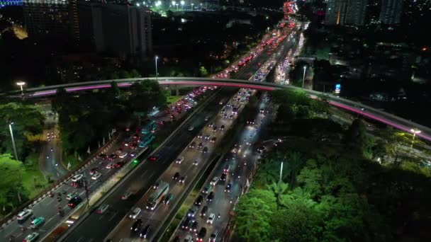 Kuala Lumpur Malasia Septiembre 2020 Panorama Aéreo Tráfico Nocturno Kuala — Vídeo de stock