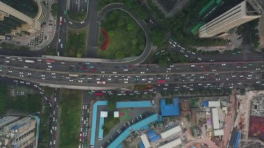 Guangzhou şehri hava trafiği panoraması. 4K Çin porseleni
